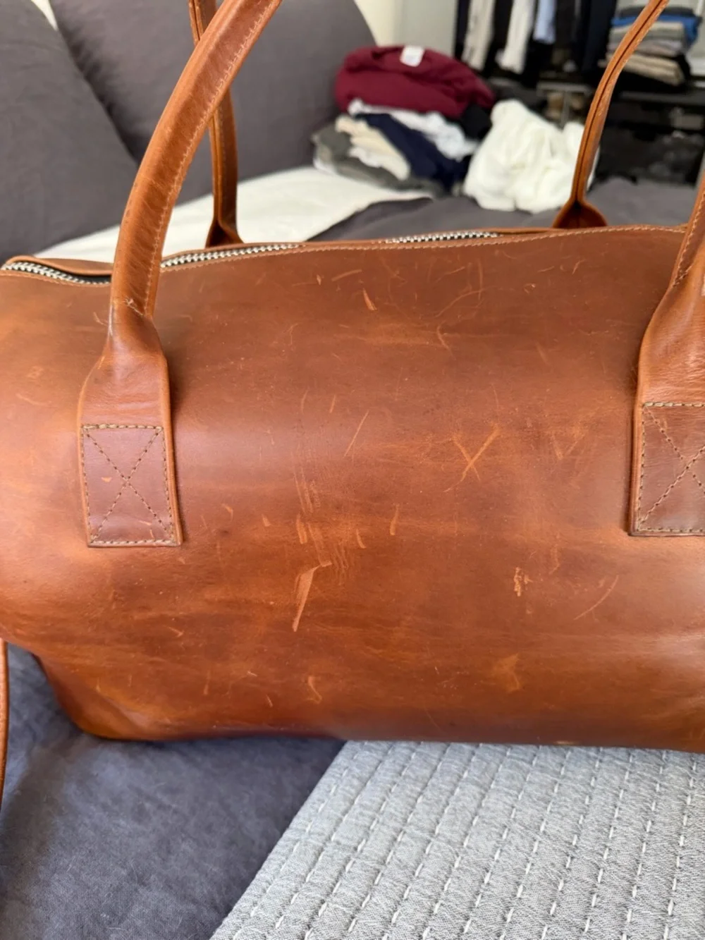 Classic Village Tannery Tan Leather Duffel Bag for Men